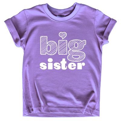 Big Sister Shirt Big Sister Announcement Toddler Shirts Girl Promoted Outfit Baby Girls Heart tee (US, Age, 4 Years, Purple)