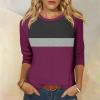 3/4 Length Sleeve Womens Tops Summer Raglan Contrast Crew Neck T Shirts 2025 Loose Fitting Casual Spring Blouses Trendy Three Quarter Length Sleeve Tunic Tops to Wear with Leggings Womens Tshirts view 2
