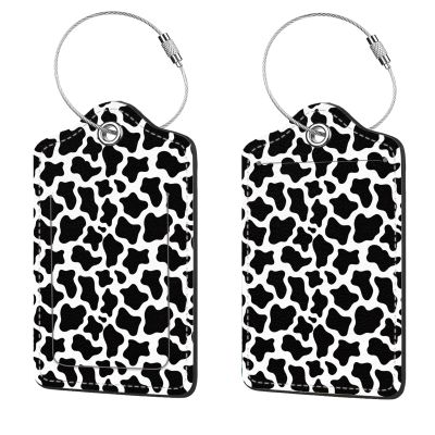 2 Pcs Luggage Tags for Suitcases, PU Leather Cruise Ship Luggage Tags with Privacy Cover Label Address Card and Durable Metal Ring Suitable for Men Women Handbags Backpacks,Milk Vein