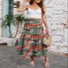 Arolina Maxi Skirt for Women Summer Boho Elastic High Waist Pleated A-Line Flowy Ruffle Swing Tiered Long Beach Skirt Dress view 2