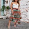 Arolina Maxi Skirt for Women Summer Boho Elastic High Waist Pleated A-Line Flowy Ruffle Swing Tiered Long Beach Skirt Dress view 3