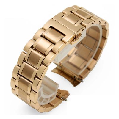 BUQMNKKC CAREG Curved End Stainless Steel Watchband Fit For Tissot 1853 T035 14/16/18/22/24mm Fit For LONGINES Watch Band Women Men's Durable (Color : Gold, Size : 21mm)