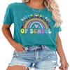 LAZYCHILD Last Day of School Shirt for Women Rainbow Graphic Tee Teacher Life T-Shirt Graduation End of School Tops view 1