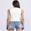 Allegra K Denim Vest for Women's Sleeveless V Neck Washed Distressed Y2K Jean Waistcoat Jacket Medium White view 3