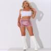 Allegra K Sequin Shorts for Women High Waist Party Night Out Concert Outfit Sparkly Mini Shorts Small Pink view 3
