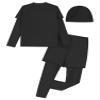 Sxiwei Kids Boys 3 Pieces UPF 50+ Rash Guard Surfing Suit Long Sleeves Beachwear Swimsuits Black 16-17 Years view 2