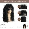 Daiaces Mens 80s Black Mullet Wigs Long Curly Black Rocker Metal Mullet Wig for 70s 80s Cosplay Costume Halloween Party view 2