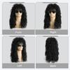 Daiaces Mens 80s Black Mullet Wigs Long Curly Black Rocker Metal Mullet Wig for 70s 80s Cosplay Costume Halloween Party view 3