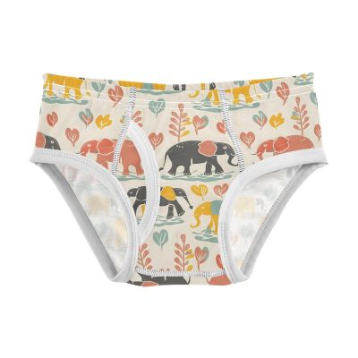 ALAZA Elephant Playing Leaves Boys' Briefs Soft Underwear Available in Sizes 2t Multicolor