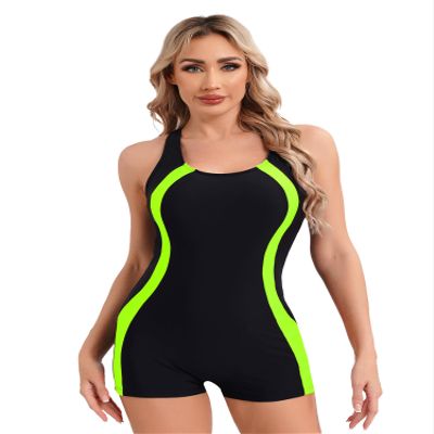 Hedmy Womens Swimsuit Sports One Piece Bathing Suit for Teens Girls Athletic Swimsuits Backless Swimwear Fluorescent Green Small