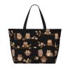 AMAZWI Cute Brown Cartoon Owls Large Beach Tote Bag,Women Sandproof Zipper Beach Travel Bag For Travel Vacation Gym view 4