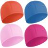 4 pcs Elastic Swim Caps for Kids Fabric Durable Non-Waterproof Cloth Swimming Pool Cap Elastic Bathing CapPink&Rose red& Royal Blue&Orange