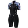 AICARSHI Women's Purple Leaves 3mm Neoprene Short Sleeve Diving, Snorkeling, Surfing, Swimming Wetsuit with Front Zipper view 1