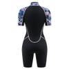 AICARSHI Women's Purple Leaves 3mm Neoprene Short Sleeve Diving, Snorkeling, Surfing, Swimming Wetsuit with Front Zipper view 2