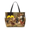 AMAZWI Farm Chickens Large Beach Tote Bag,Women Sandproof Zipper Beach Travel Bag For Travel Vacation Gym view 1