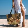 AMAZWI Farm Chickens Large Beach Tote Bag,Women Sandproof Zipper Beach Travel Bag For Travel Vacation Gym view 2