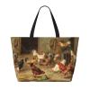 AMAZWI Farm Chickens Large Beach Tote Bag,Women Sandproof Zipper Beach Travel Bag For Travel Vacation Gym view 3