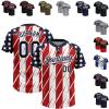 Personalized American Flag 3D Pattern Jersey Shirt, Red Stripe Baseball Jersey, Pullover Baseball Jersey Custom Dad with Kids Name Shirt, Grandpa Shirt, Fathers Day Birthday Gift view 1