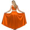 Belly Dance Skirt Satin Half Circle Skirt for Women | Maxi Full Flowy Ballroom Gypsy Practice Costume | 41 Colors One Size Orange view 2