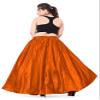 Belly Dance Skirt Satin Half Circle Skirt for Women | Maxi Full Flowy Ballroom Gypsy Practice Costume | 41 Colors One Size Orange view 3