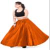Belly Dance Skirt Satin Half Circle Skirt for Women | Maxi Full Flowy Ballroom Gypsy Practice Costume | 41 Colors One Size Orange view 4