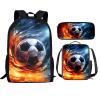 INSTANTARTS Flame Soccer Backpack Sets for Boys Middle School Bag 8-12 Travel Shoulder Bag Kindergarten Bookbags and Lunch Box Pencil Case 3 Pcs Hiking Rucksack view 1