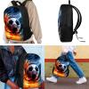 INSTANTARTS Flame Soccer Backpack Sets for Boys Middle School Bag 8-12 Travel Shoulder Bag Kindergarten Bookbags and Lunch Box Pencil Case 3 Pcs Hiking Rucksack view 2
