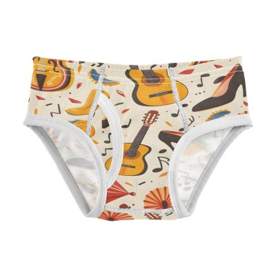 ALAZA Yellow Guitar Music Notes Boys' Briefs Soft Underwear Available in Sizes 3t