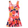 Girls Swimsuit One Piece UPF 50+ Floral Skirted Bathing Suit Modest Beach Swim Dress S472_PeachFlower_104/110 view 3
