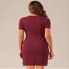 Allegra K Short Sleeve Sheath Dress for Women's Business Casual Bodycon Pencil Dress Small Red view 2