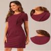 Allegra K Short Sleeve Sheath Dress for Women's Business Casual Bodycon Pencil Dress Small Red view 4