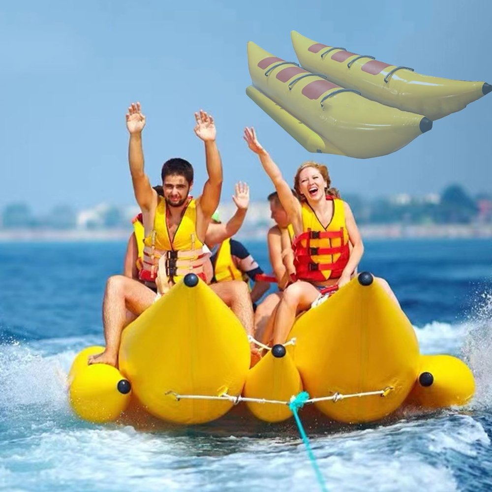 YJFEDCC Inflatable PVC Water Toy Banana Boat, Outdoor Surfing Rubber Boat, Can Carry 6 People, Rotating Boat Sea Motor Boat Towing Inflatable Toy