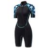AICARSHI Women's 3mm Neoprene Shorty Wetsuit - Blue - Diving, Snorkeling, Surfing, Swimming - Women's Adult - Front Zip - Short Sleeve view 1
