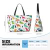 AMAZWI Colorful Dinosaurs Large Beach Tote Bag,Women Sandproof Zipper Beach Travel Bag For Travel Vacation Gym view 4