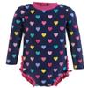 Hudson Baby Girls Rashguard Baby and Toddler Swimsuit, Navy Hearts, 5T view 1