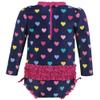 Hudson Baby Girls Rashguard Baby and Toddler Swimsuit, Navy Hearts, 5T view 2