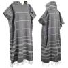 laoyuandamai 1pcs Large Turkish Cotton Poncho Towel Surf Poncho Changing Robe with Hood and Front Pocket Absorbent Wearable Towel Hooded Beach Towel for Adult Man Women Beach Pool and Swim(Grey, L) view 1