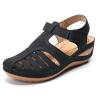 Hhhchpm Women's Retro Wedge Sandals, Closed Toe Hollow Trendy Shoes, Casual Slingback Sandals (Black,5) view 1