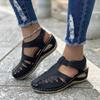 Hhhchpm Women's Retro Wedge Sandals, Closed Toe Hollow Trendy Shoes, Casual Slingback Sandals (Black,5) view 2