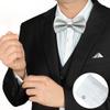 SYAYA Bow Ties for Men, Silk Formal Tuxedo Bow Tie for Boy, Tux Bowtie For Wedding U-SY-B2 (Light Gray - Bowtie & Pocket Square & Cufflink) view 2