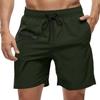Meegsking Mens Swim Trunks with Compression Liner - 2 in1 Quick Dry Swim Shorts Bathing Suits with Zipper Pockets Green view 1