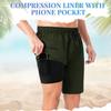 Meegsking Mens Swim Trunks with Compression Liner - 2 in1 Quick Dry Swim Shorts Bathing Suits with Zipper Pockets Green view 2