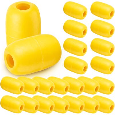 Vertintong Deep Water Fishing Float 4.72 x 2.75'' Heavy Duty Pool Buoy Float Fishing Marker 0.78 Hole for Kayak Tow Line Anchor Marker Buoy Drift Sock Replace Pool Crabbing Dock(Yellow, 24 Pcs)