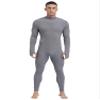 Vxuxlje Men's Mock Neck Long Sleeve Full Bodysuit Athletic Unitard Stretchy Ribbed Tight Jumpsuit Dark Gray X-Large view 2
