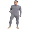 Vxuxlje Men's Mock Neck Long Sleeve Full Bodysuit Athletic Unitard Stretchy Ribbed Tight Jumpsuit Dark Gray X-Large view 3