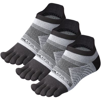 Meaiguo Coolmax Toe Socks For Men Women Low Cut Five Finger Socks With Toes Running Hiking 3 Pairs(White)