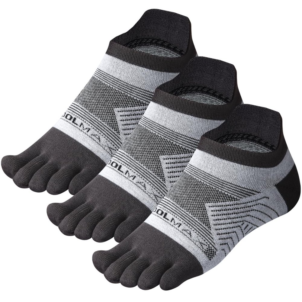 Meaiguo Coolmax Toe Socks For Men Women Low Cut Five Finger Socks With Toes Running Hiking 3 Pairs(White)