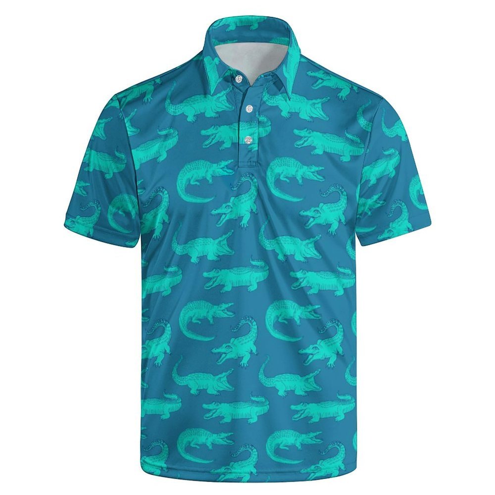 MSCPZH Mens Golf Shirts Crocodile Golf Polo Shirts for Men Short Sleeve Polo Shirts Golf Mens Polo