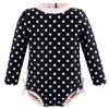 Hudson Baby Girls Rashguard Baby and Toddler Swimsuit, Black Dot Pink, 3T view 1