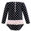 Hudson Baby Girls Rashguard Baby and Toddler Swimsuit, Black Dot Pink, 3T view 2